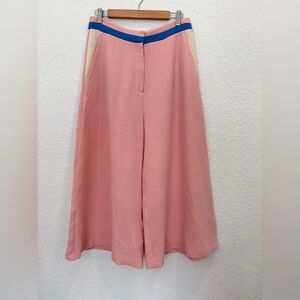 Roksanda Wool Silk Wide Leg Cropped Pants Pink Size US 12 / UK 16